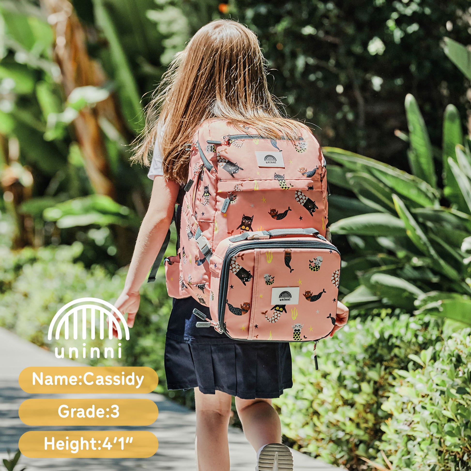 uninni kids backpack lunch bag pencil case  swimming mercats pink