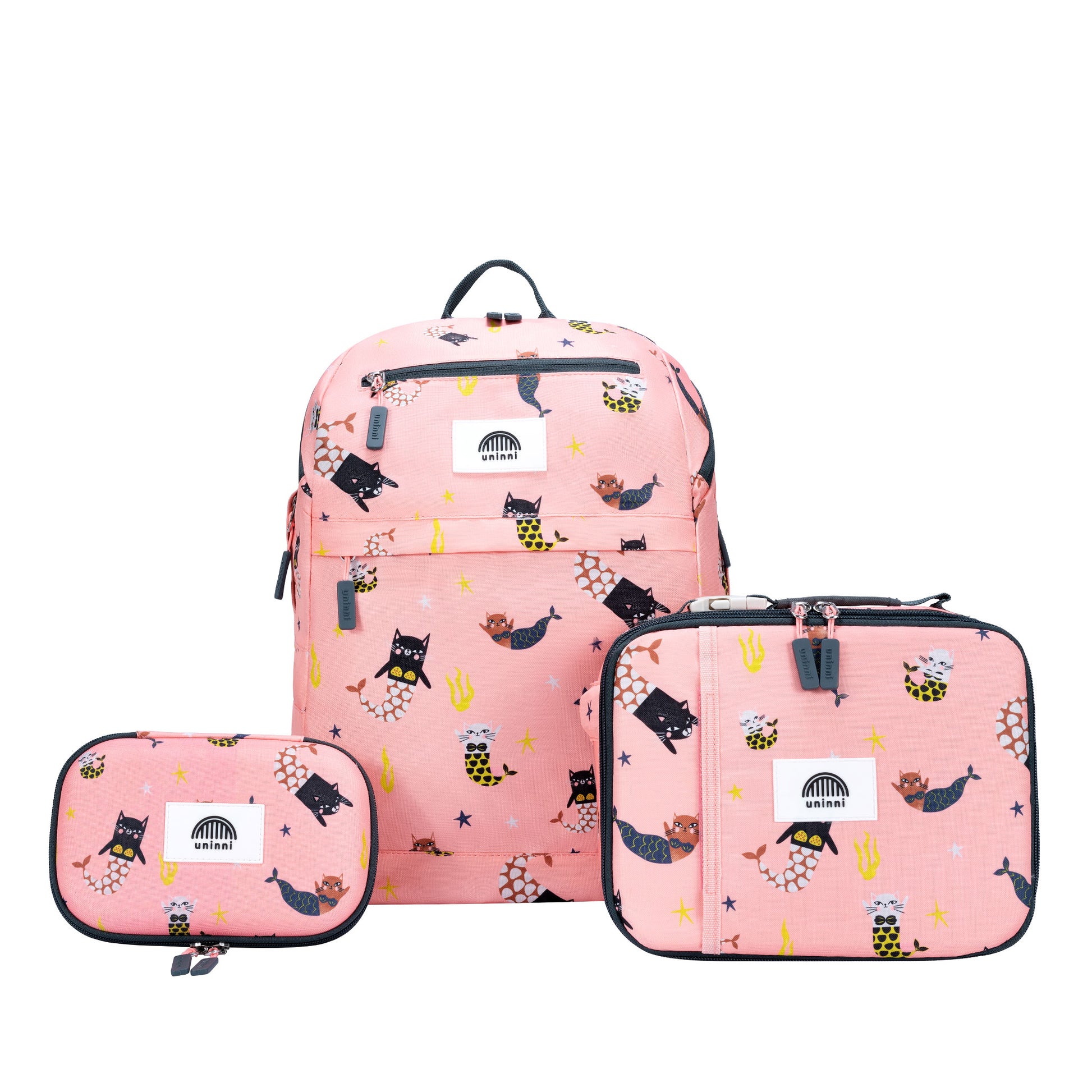 uninni kids backpack lunch bag pencil case  swimming mercats pink