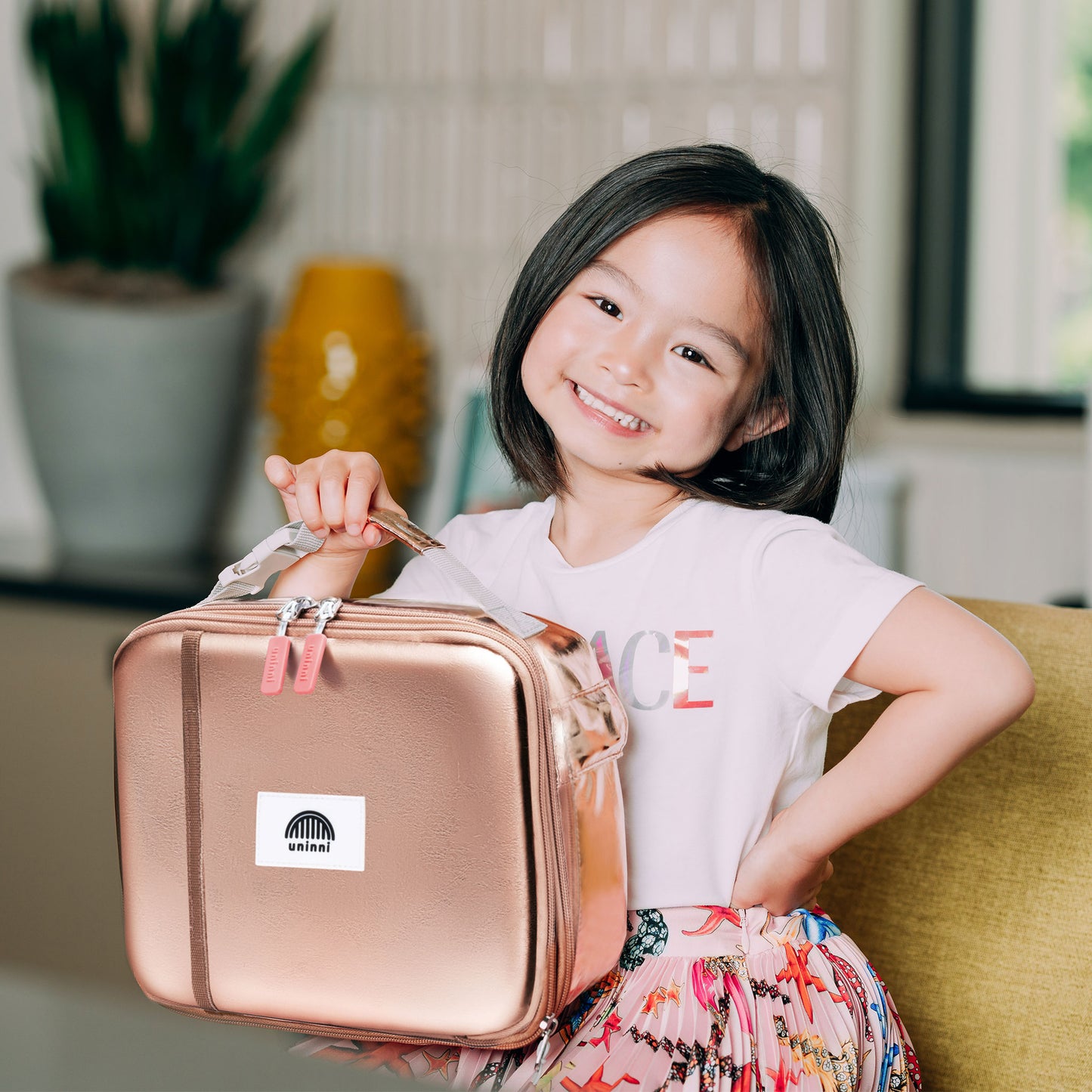 uninni kids lunch bag metallic lavender