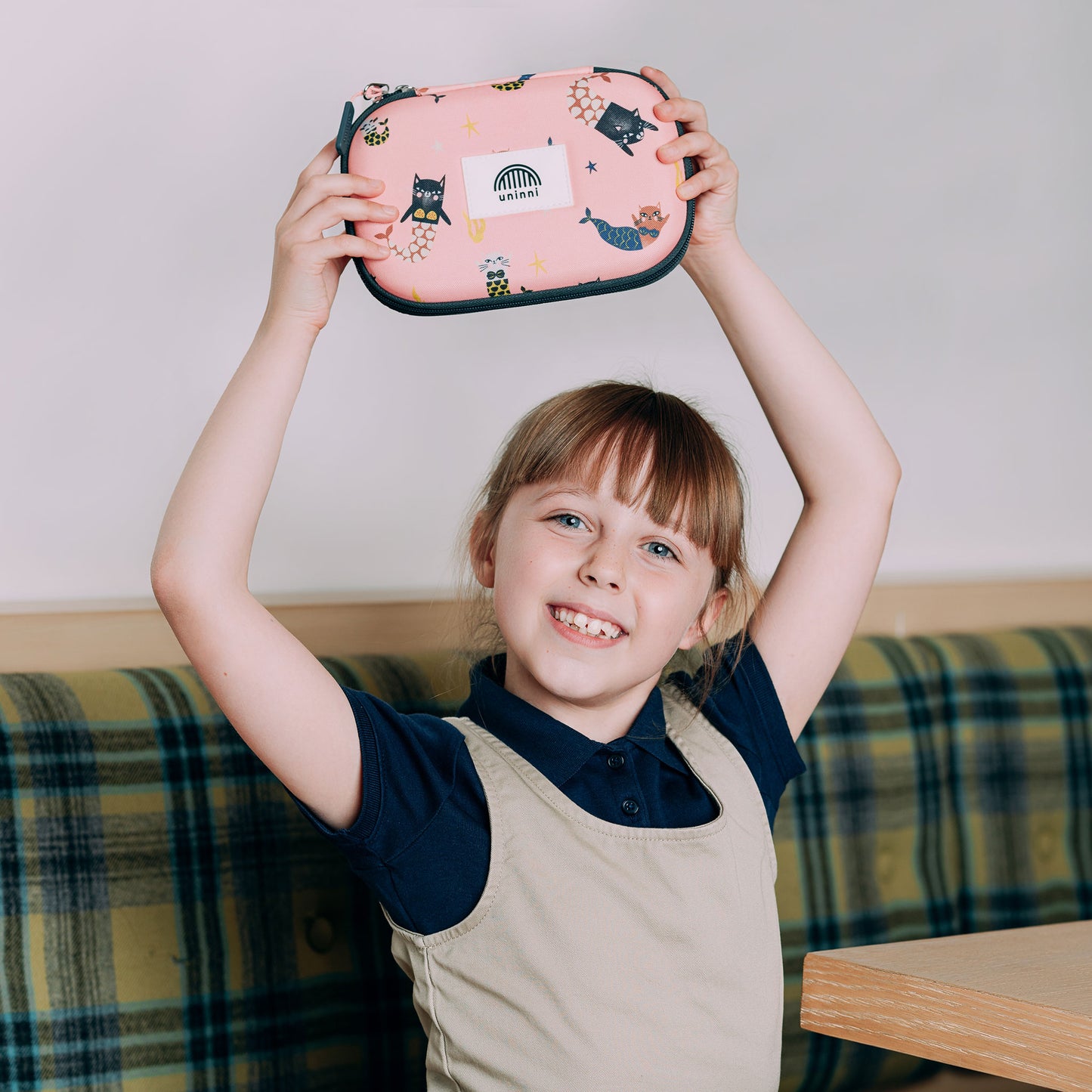 uninni kids pencil case swimming mercats pink