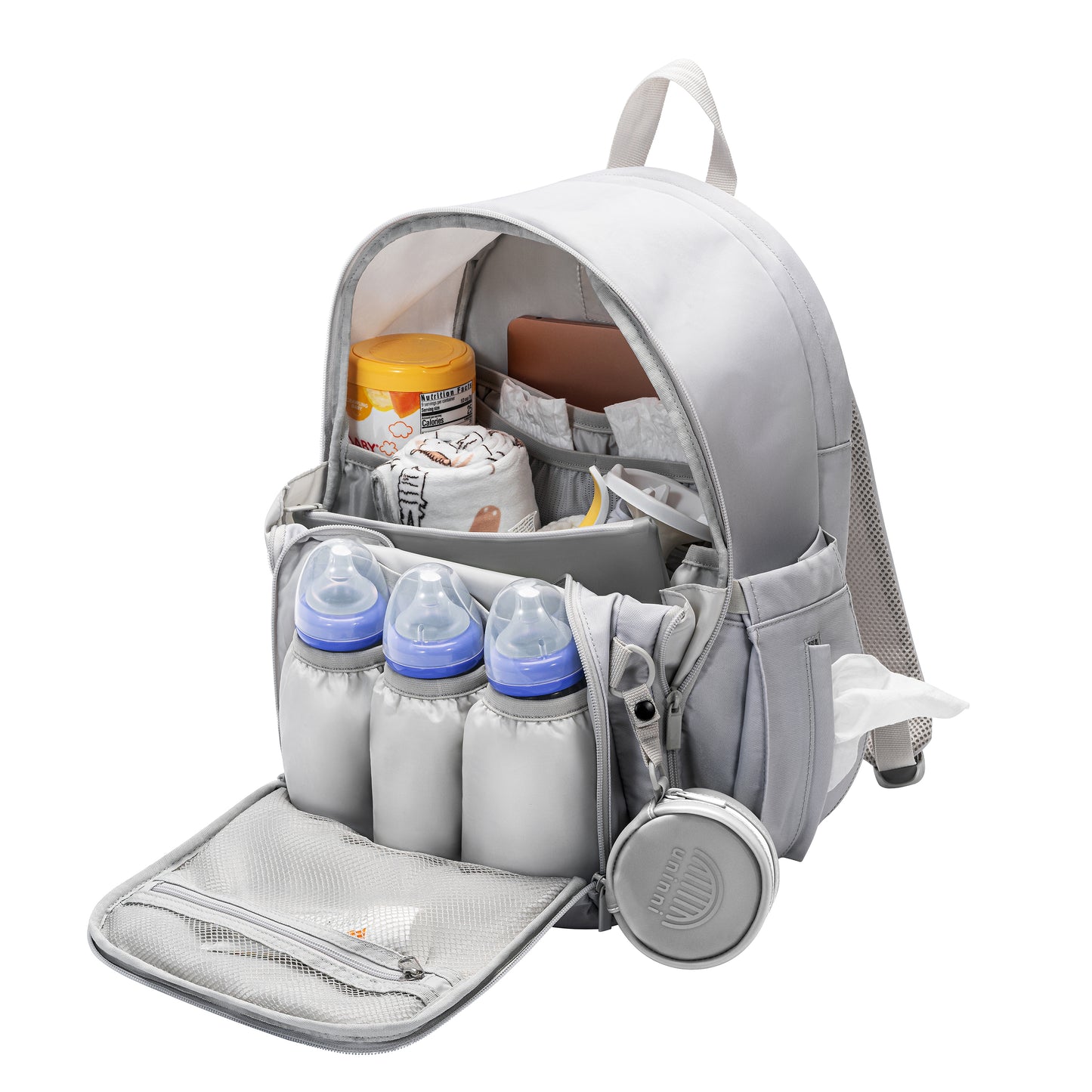 Ashley Diaper Backpack- Light Grey