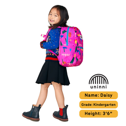  uninni 16 Kid's Backpack for Girls and Boys Age 6+ with  Padded, and Adjustable Shoulder Straps. Fits for Height 3'9 Above Kids  (Abstract Fuchsia)