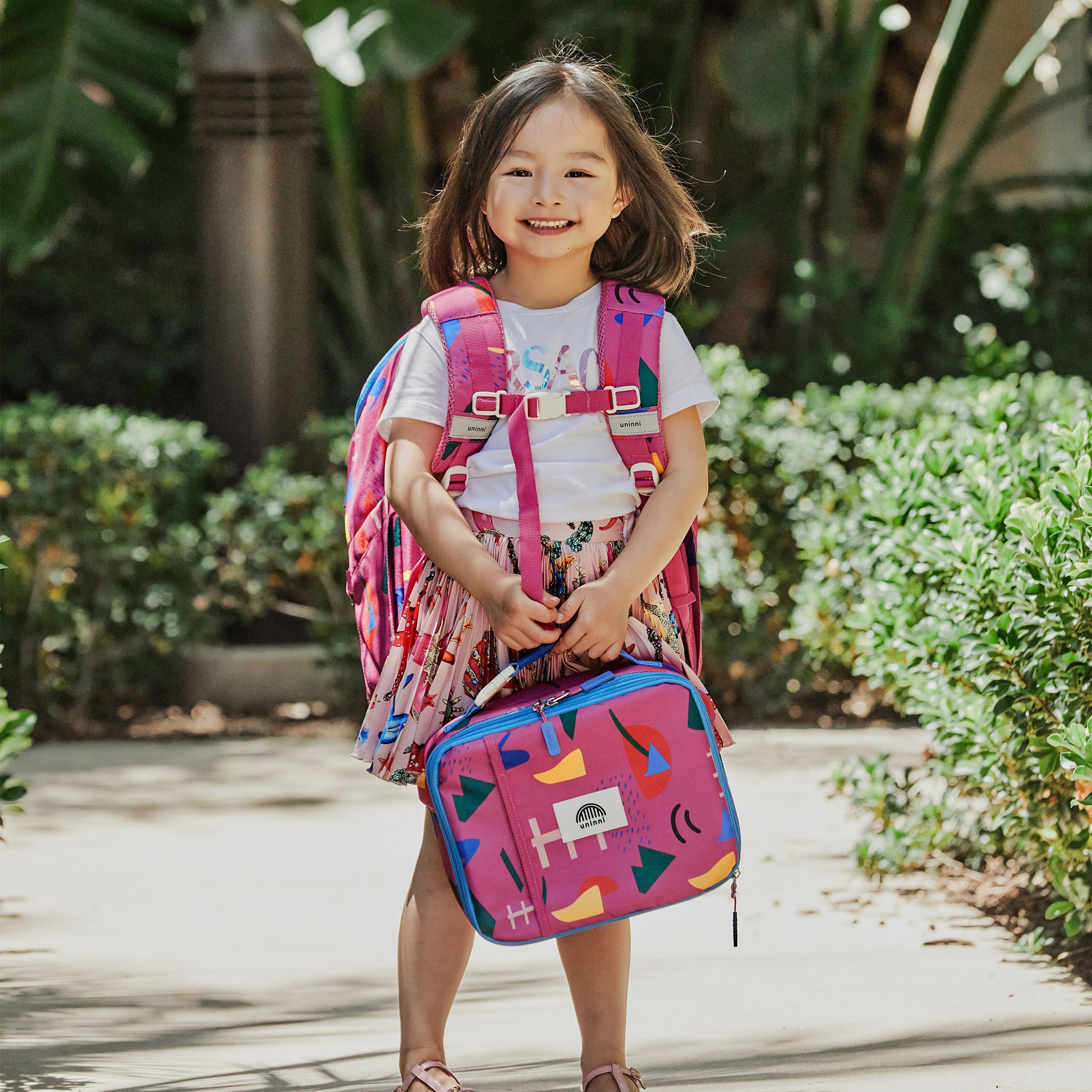 uninni kid's lunch bag spring rain fuchsia