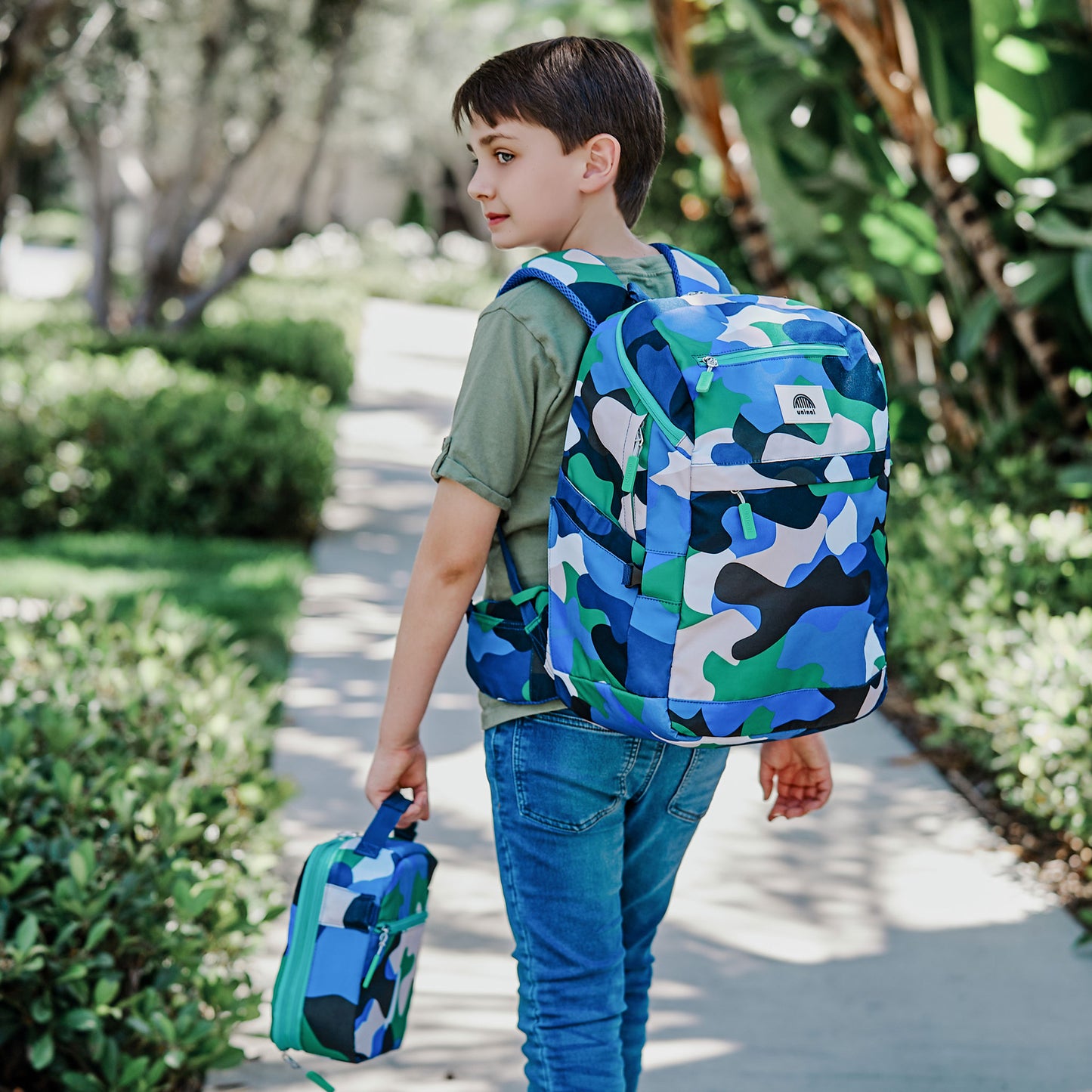 uninni kids backpack camo kid blue/ green camouflage