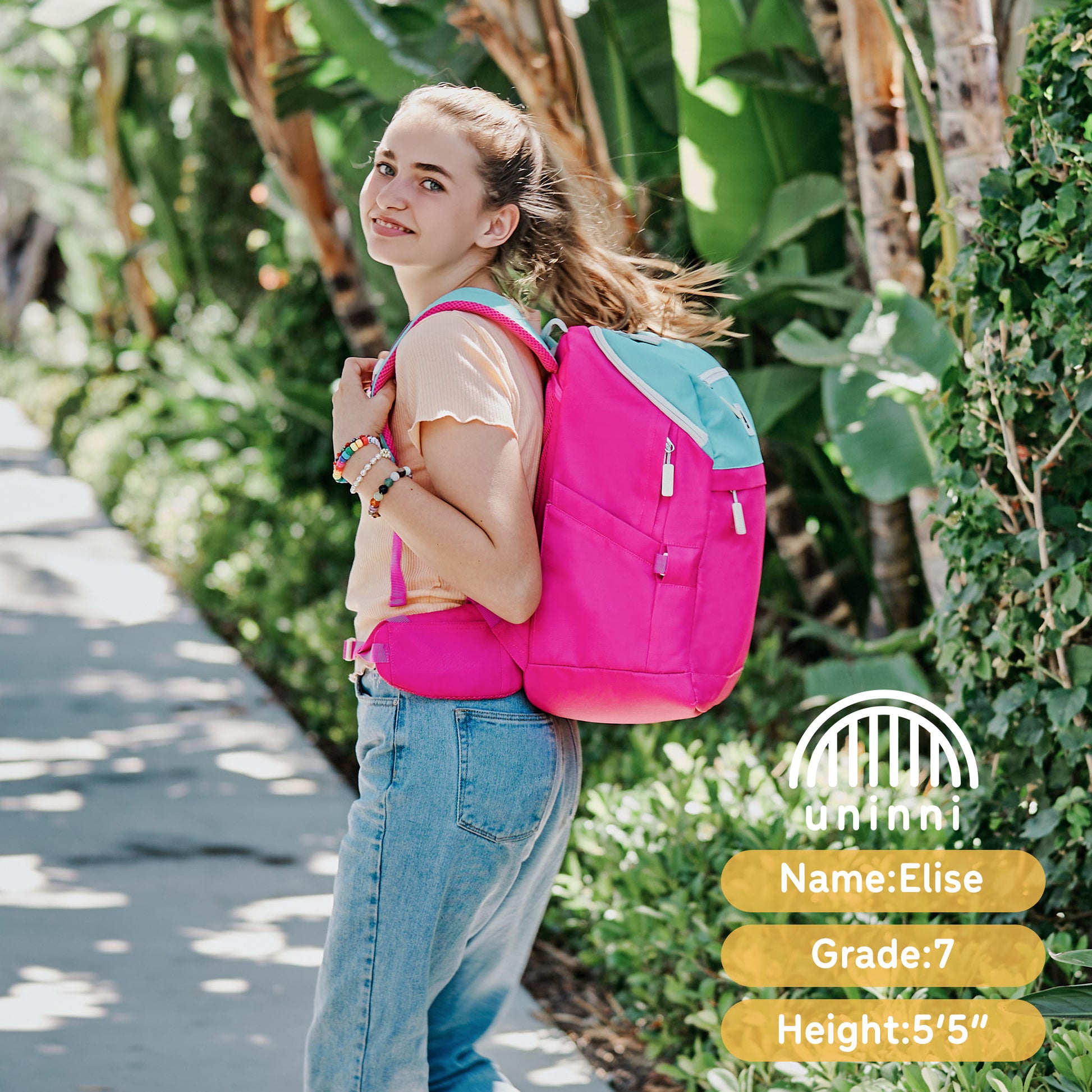 uninni kids backpack pink color block