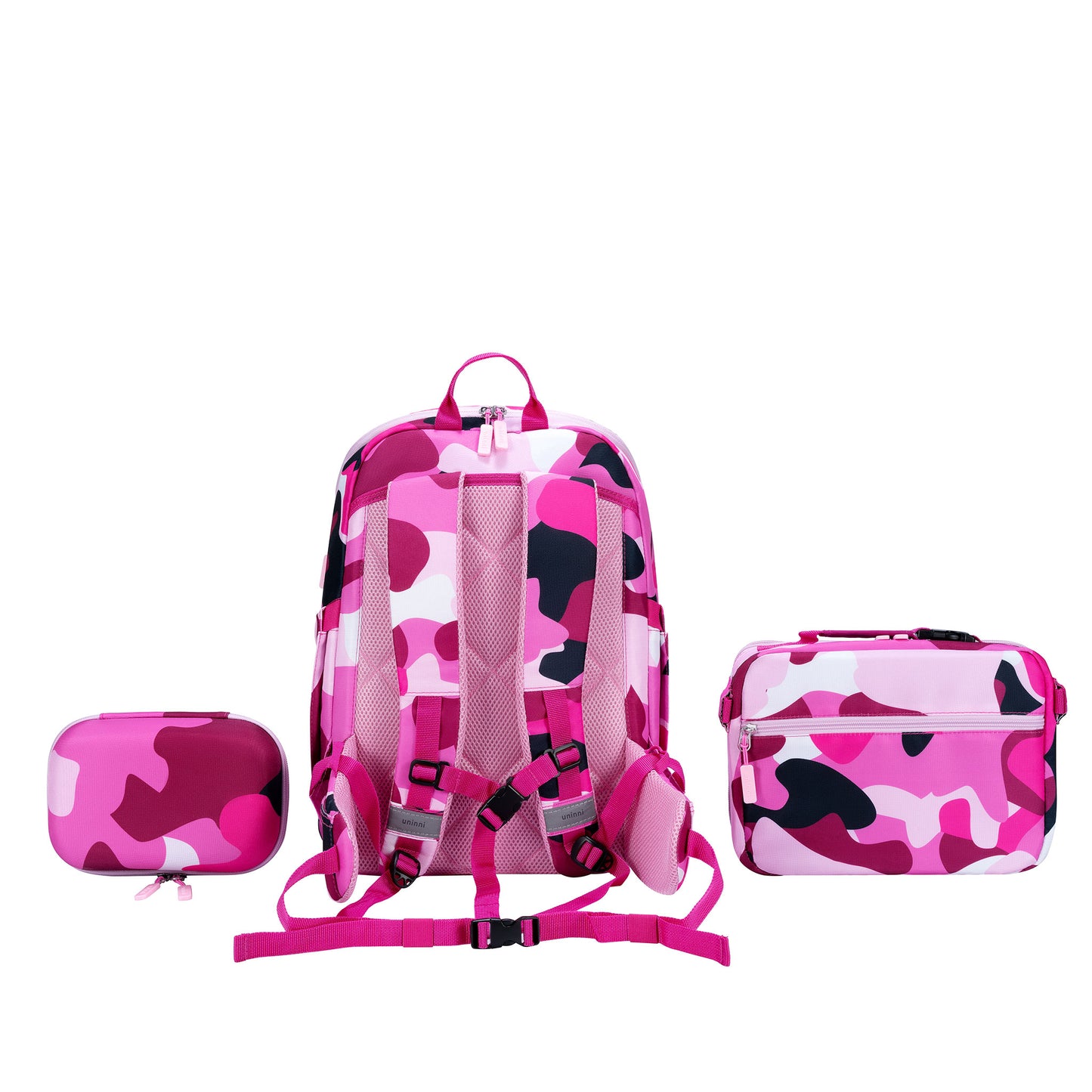 uninni kids backpack lunch bag pencil case camo kid fuchsia