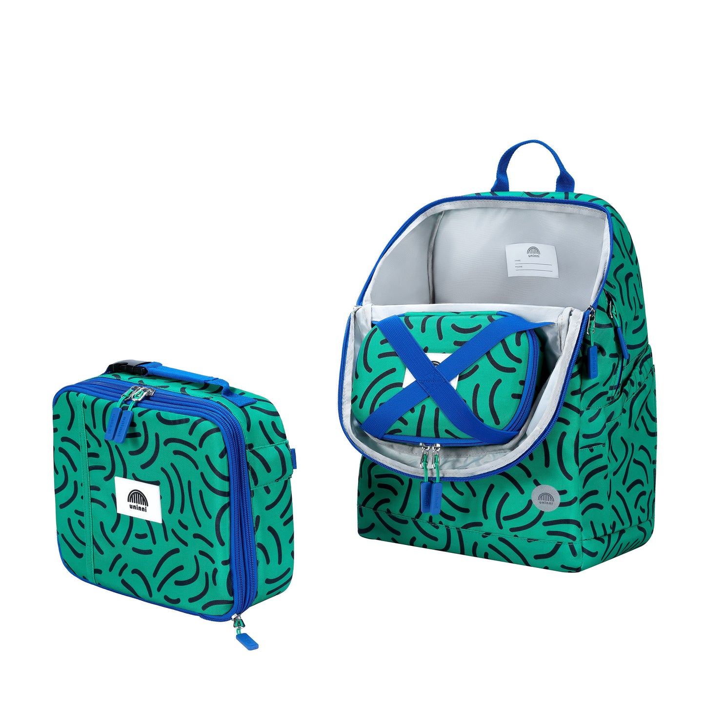 uninni kids backpack green brush strokes