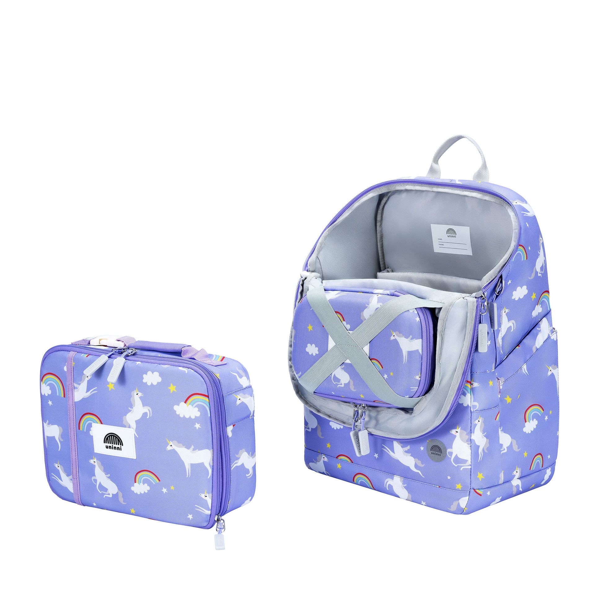 uninni kids backpack rainbow unicorn purple